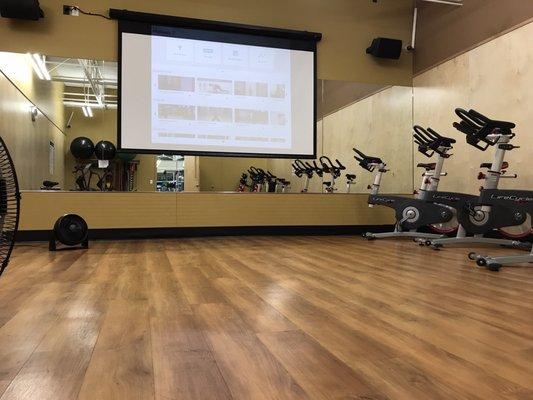 Exercise room/ follow along with one of the programs on the screen