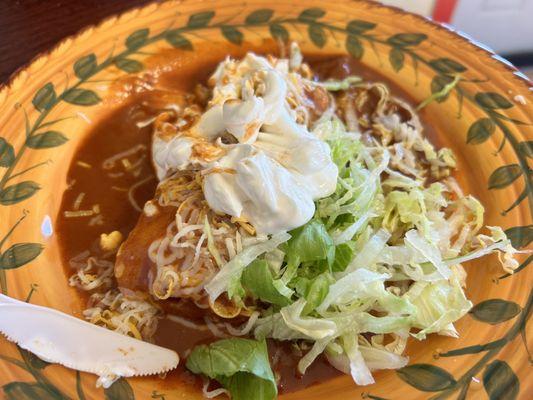 Tamal served enchilada style