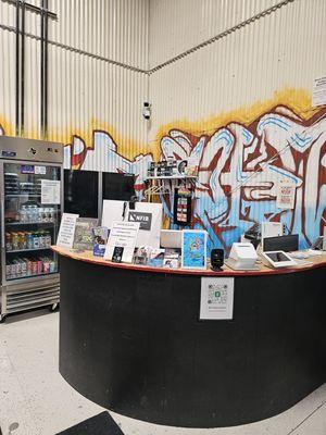 Front desk, drinks, energy drinks, prep meals, etc.