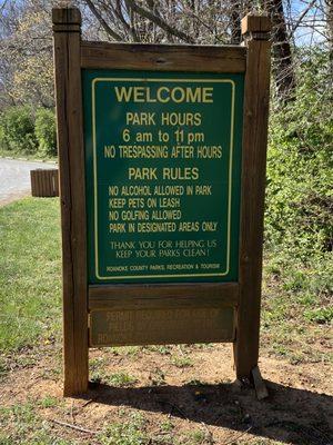 Park hours and rules