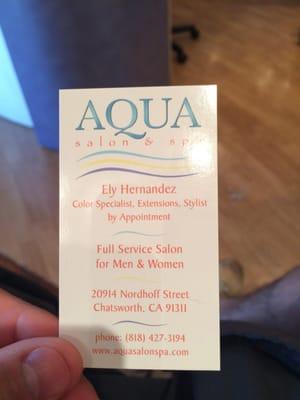 Business card with contact information