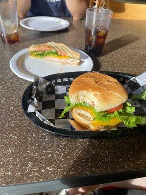 chicken sandwich and turkey and ham sandwich