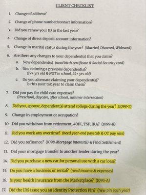 NEW UPDATED Checklist