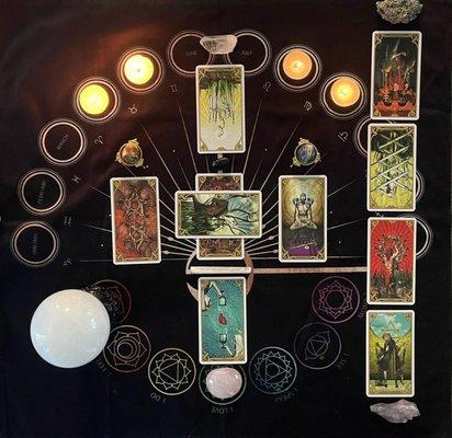 This is one of the tarot spreads I use in my readings if you want a psychic message.