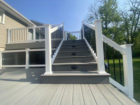 TimberTech deck with vinyl railing.