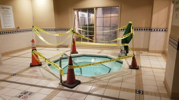 Hot tub with crime scene tape