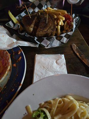 Patty Melt with salty Fries