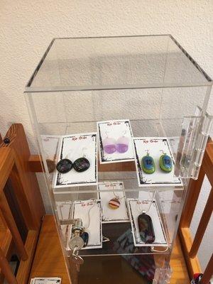 Cases with works by local artisans