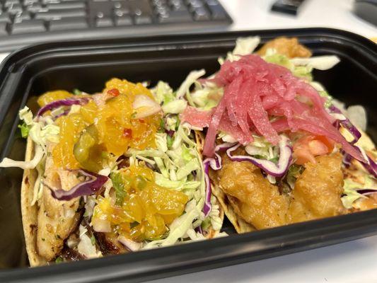 Hands down Riverside's best fish tacos! Smoked on left and crispy on the right. They are doing it right!!! And always great service