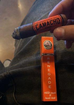 I went with a medium Camacho cigar (Nicaragua) And an EL Mago cigar (renegade) that was gifted to me by another customer that was there.