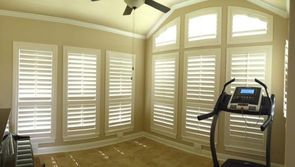 Wood shutters in Flex room