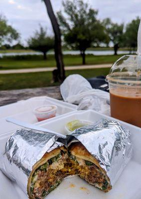 Frappa-chai and a burrito!