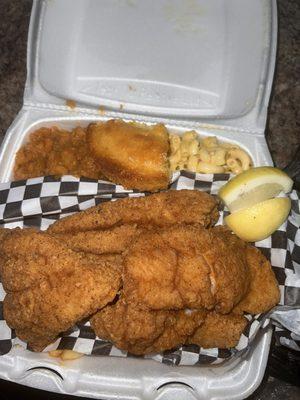 Choice of Meat(Catfish) / two sides (Fries / Mac & Cheese)
