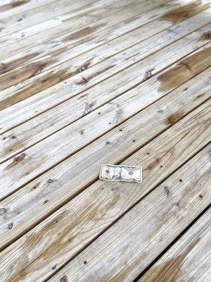 10 Dollars fell on the floor,No one was here.