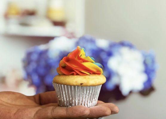 Rainbow vanilla cupcake!