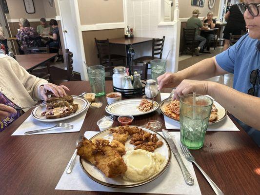 Seafood platter, Italian platter, and Reuben sandwich.