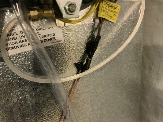 This is how they wire a new humidifier installation. Looks like a three year old did it.