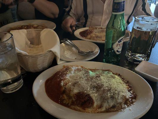 Eggplant parmigiano, frutti di mare, and lasagna