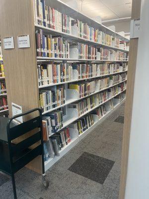 2 levels with stairs and elevators - computers, empty tables, closed quiet spaces, kid zones