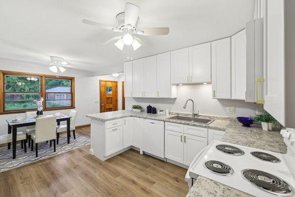 Recently updated kitchen with modern flair at this lovely Monona home
