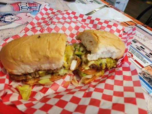 Fuhgeddaboudit...housemade Sicilian sausage, 3 cheeses, lettuce tomato and lots of locally grown Pueblo chile. Incredible