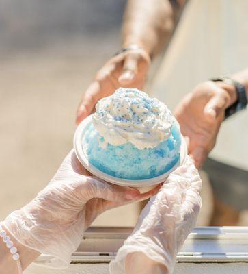 Blue Hawaii with homemade whipped cream and sprinkles.