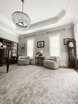 Wood plantation shutters with 3 1/2" louvers