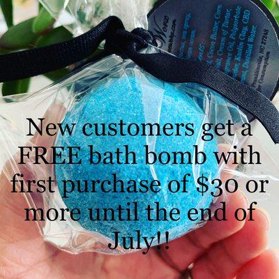 New customers! Get a FREE CBD bath bomb with your first purchase of $30 or more! (Valid until the end of July)