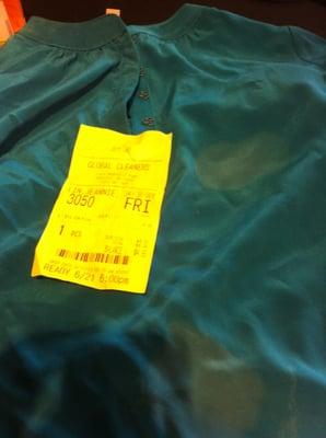 And this is the shirt that was ruined.  I've only worn it once before it was cleaned....