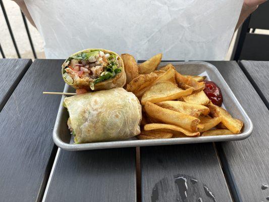 Bourbon Chicken Wrap. The ingredients are fresh and it is loaded!!!