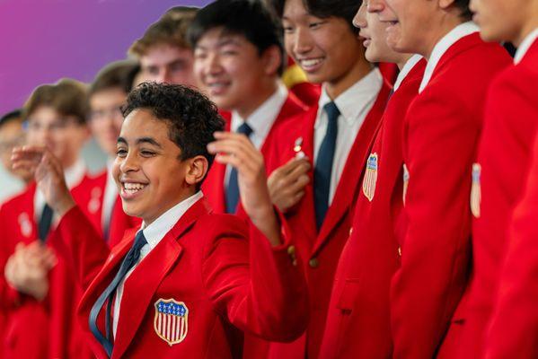 The boys in dress rehearsal having fun before a show