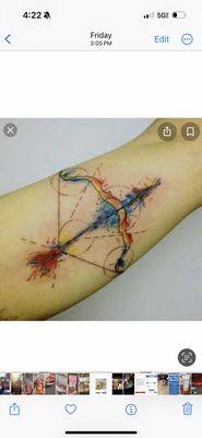 Sagittarius bow and arrow . Watercolor original photos that I gave my artist Danny