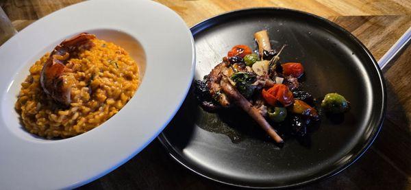 Seafood risotto and octopus. Yum!