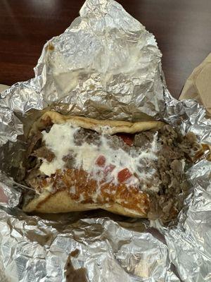 Lamb gyro with mozzarella cheese