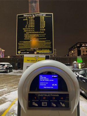 Kiosk and sign with rates