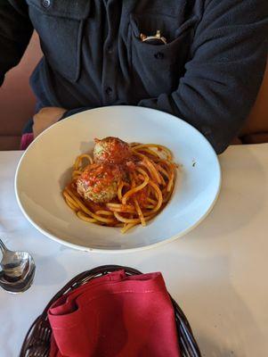 Spaghetti and meatballs (bigger than it looks)