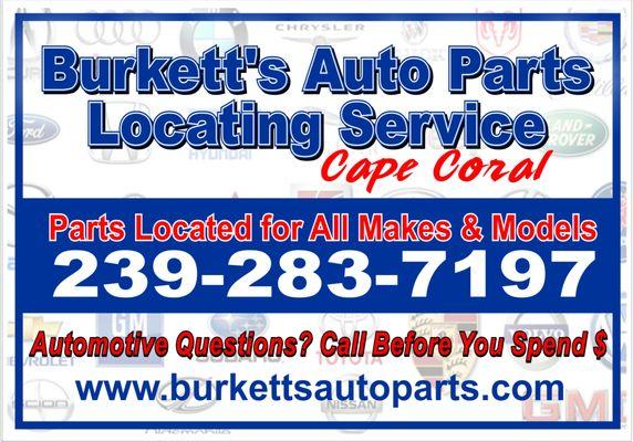 Burkett's Auto Parts Locating Services