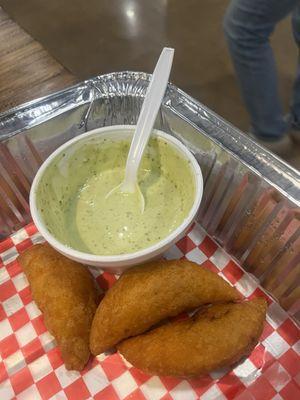 Yummy empanadas with the mild sauce