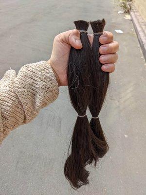 haircut (15-inches chopped off for donation)