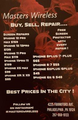 Screen repair prices