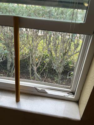 Broken windows and big hole in screen