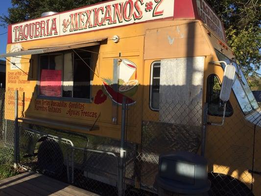 It's a food truck with a patio