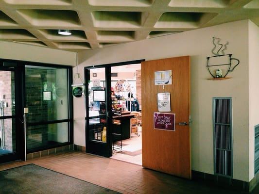 Exit, go around to enter