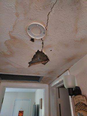 Damage from water leak just over 1 year after installation.
