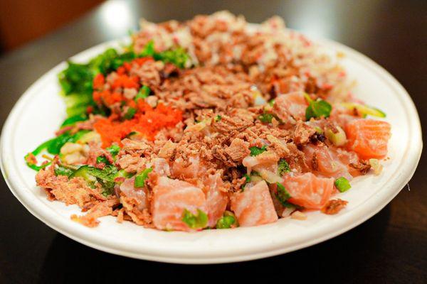 Garlic Salmon Poke Bowl