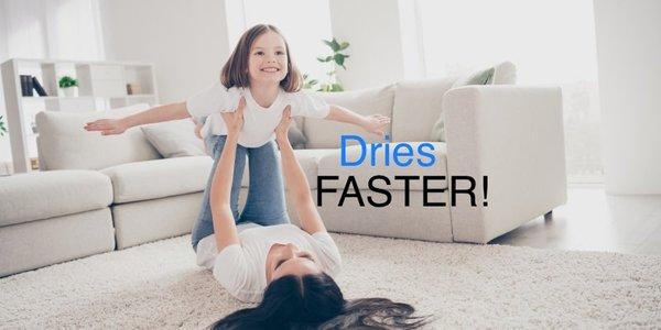 Carpets are only Damp to the touch, Dries and about two hours