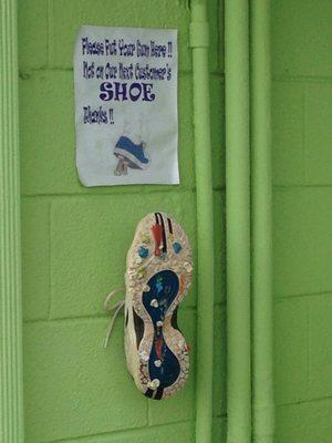 A clever way to ask people to dispose of gum properly but poorly placed right by the ordering window. Ew.