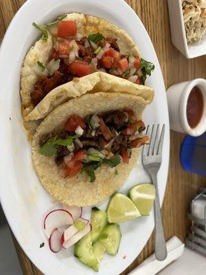 Tacos Al pastor and asada. Pupusa (absolutely the best)