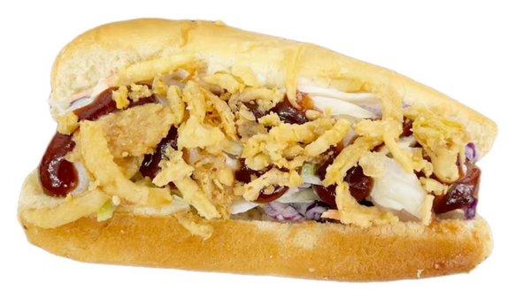 Slaw Dog - coleslaw, house made BBQ sauce and crispy fried onions