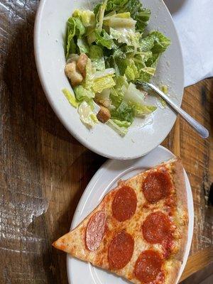 Lunch special: 1 slice, salad, drink $10.95